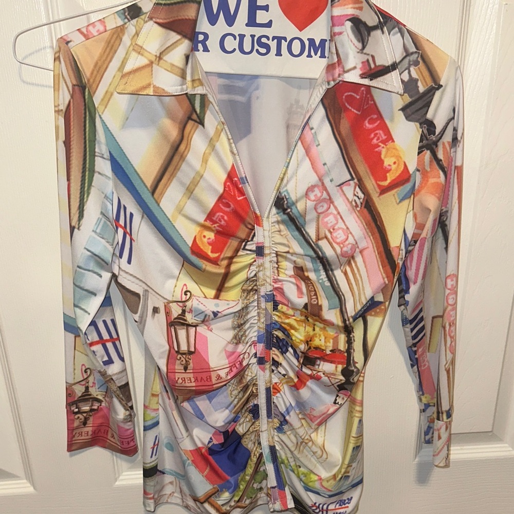 Colorful Abstract Print Women's Top